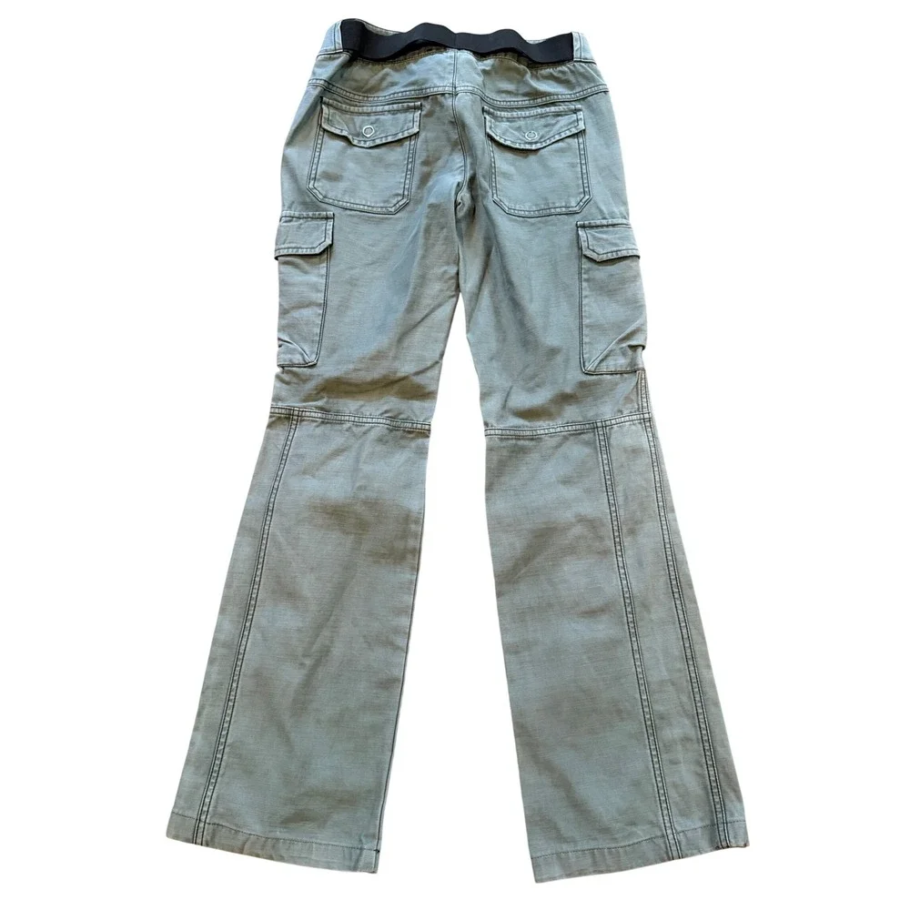 Free People Women Sage Green Cargo Pants Wide Leg Utility Trousers Size 4